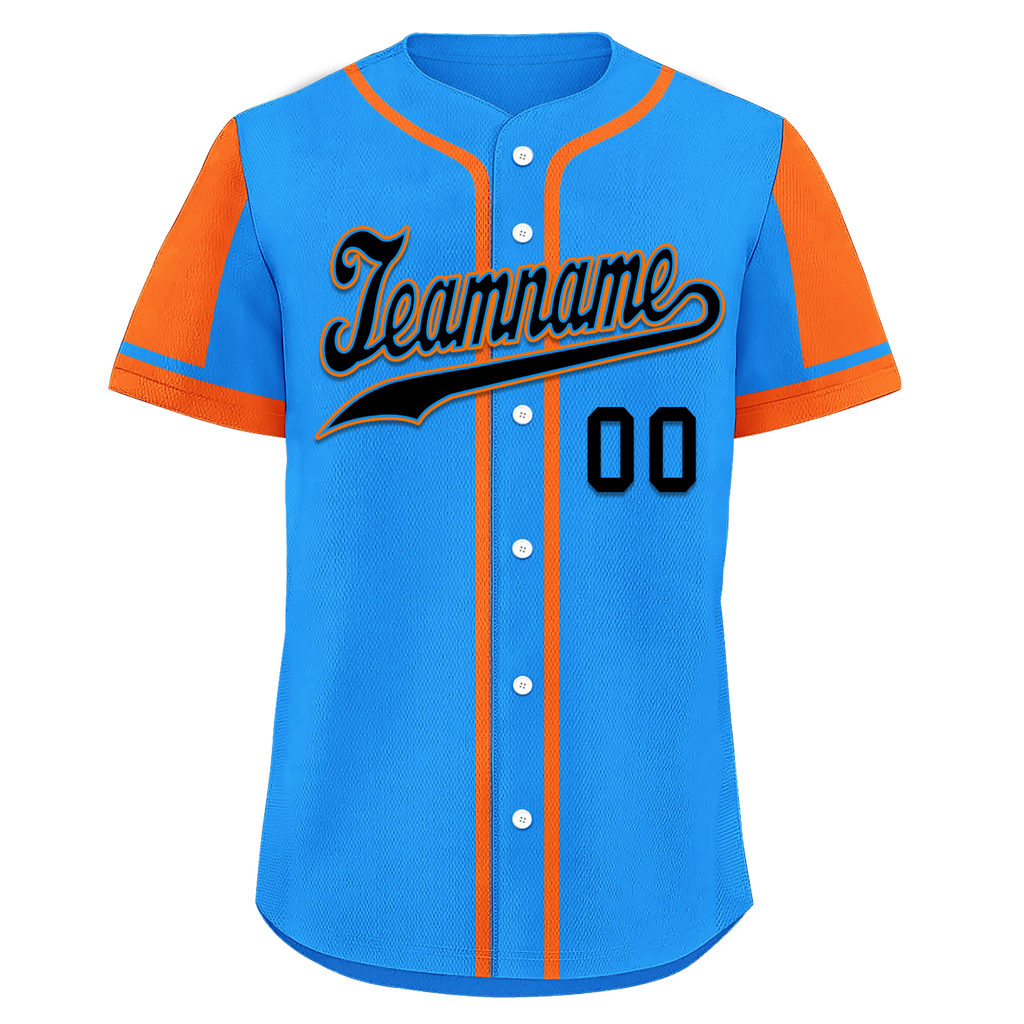 Custom Blue Orange Raglan Sleeves Personalized Authentic Baseball Jersey BSBJ01-D017210