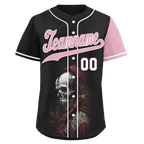 Custom Black Red Skull Fashion Personalized Authentic Baseball Jersey BSBJ01-D017148
