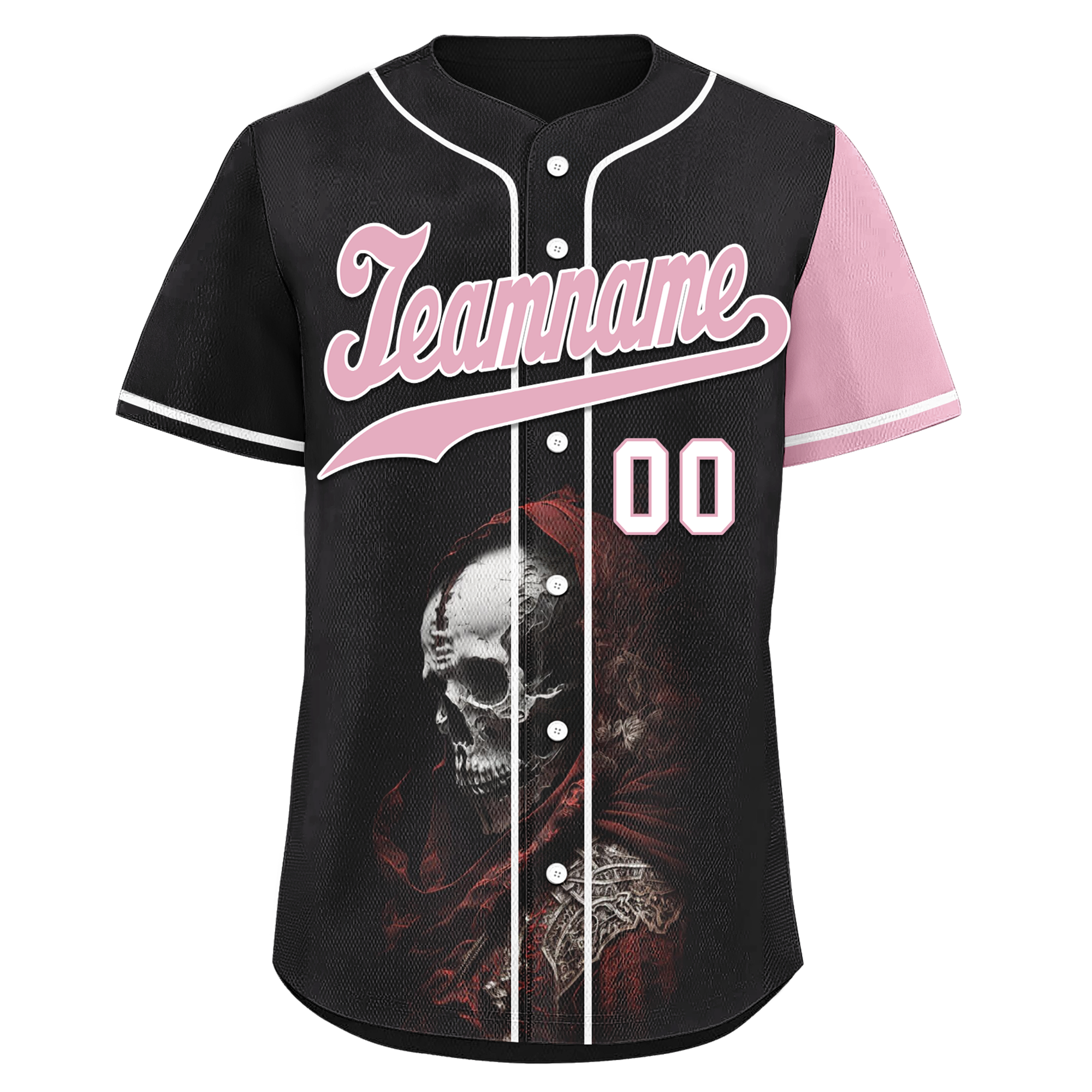 Custom Black Red Skull Fashion Personalized Authentic Baseball Jersey BSBJ01-D017148