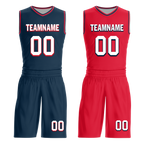 Custom Blue Red Classic Style Reversible Basketball Uniform Personalized COOLMAX BBJR-D017021