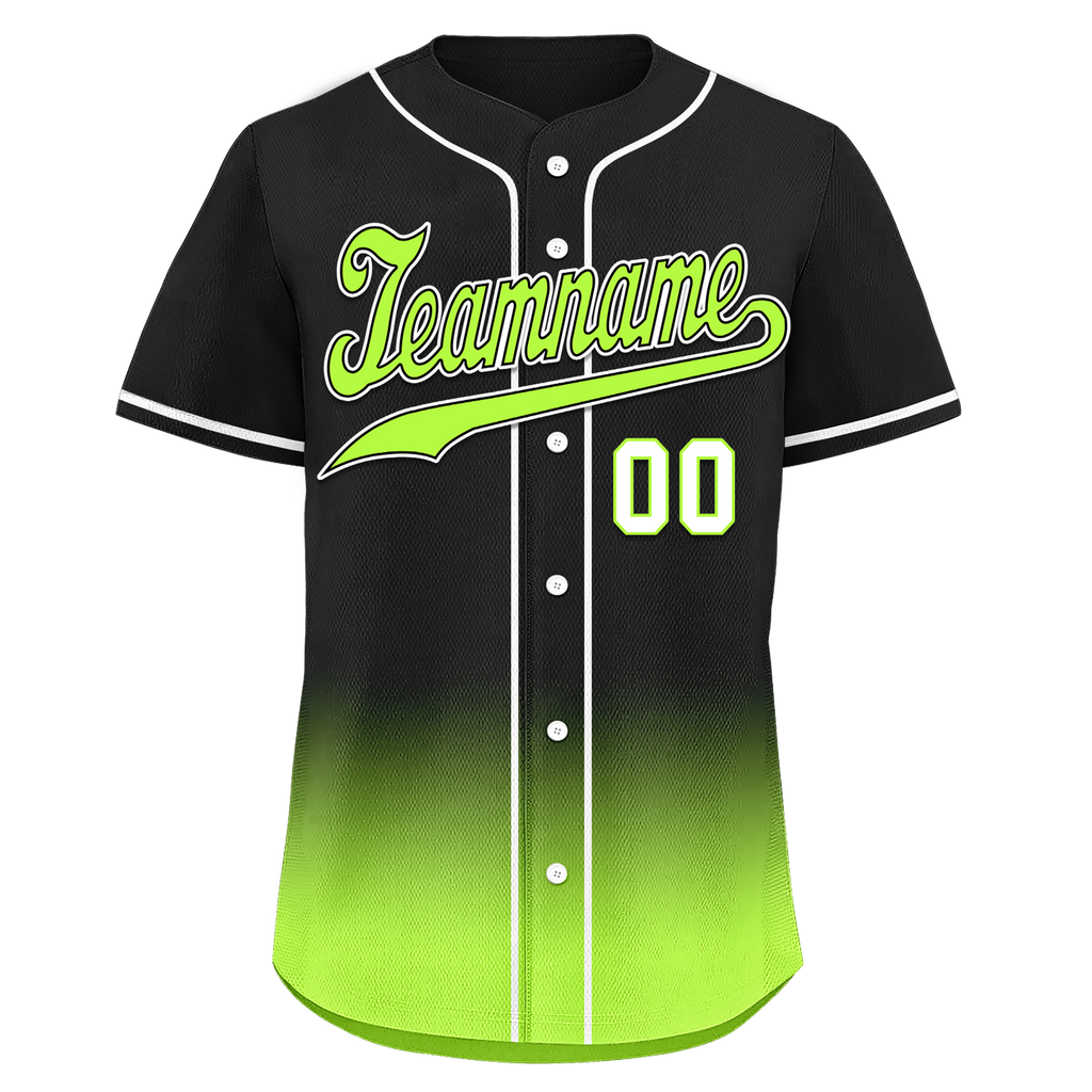 Custom Black Green Fade Fashion Personalized Authentic Baseball Jersey BSBJ01-D0a70e7