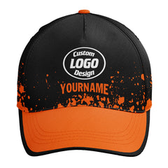 Custom Black Orange Hat Sport Design Cap Stitched Adjustable Personalized YW061-D020231-3