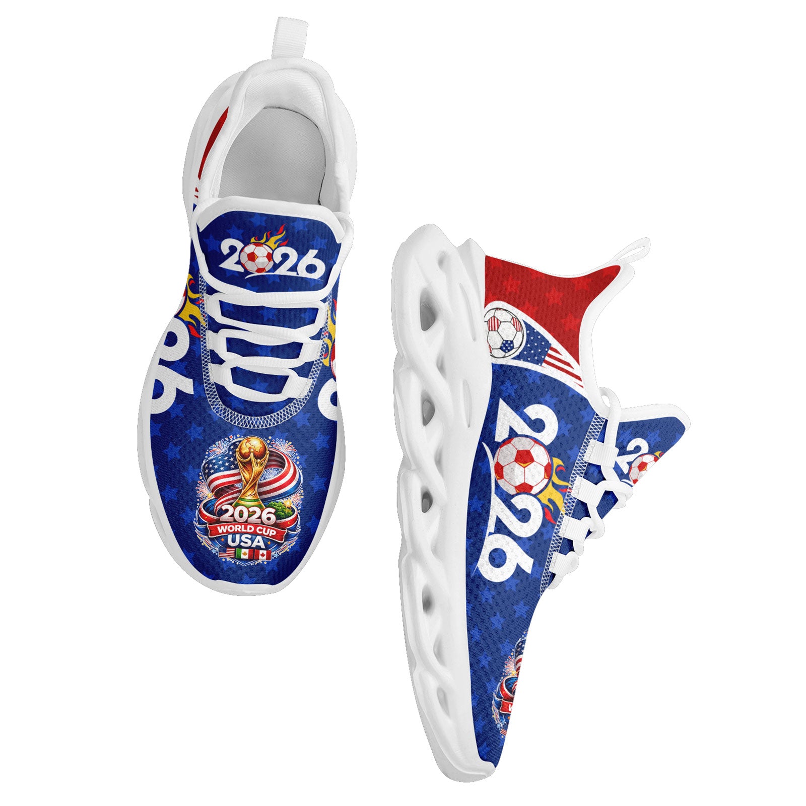 Custom United States 2026 World Cup Sneakers DIY Country Flag Running Shoes Lightweight Sport Shoes Gift for Football Fans Personalized Team Name and Logo FN003-F028035-5
