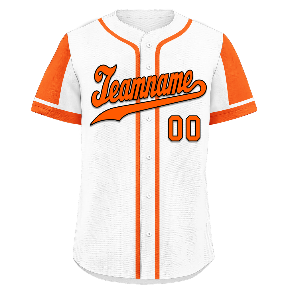 Custom White Orange Raglan Sleeves Personalized Authentic Baseball Jersey BSBJ01-D017166