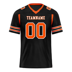 Custom Black Orange Striped Sleeves Personalized Authentic Football Jersey FBJ02-D06045