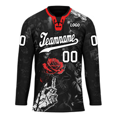 Custom Black Red Gothic Personalized Hockey Jersey HCKJ01-E0601-04