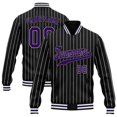 Custom Black White Stripe Fashion Jacket Bomber Full-Snap Varsity Letterman Personalized Jacket FZ005-D020219-9