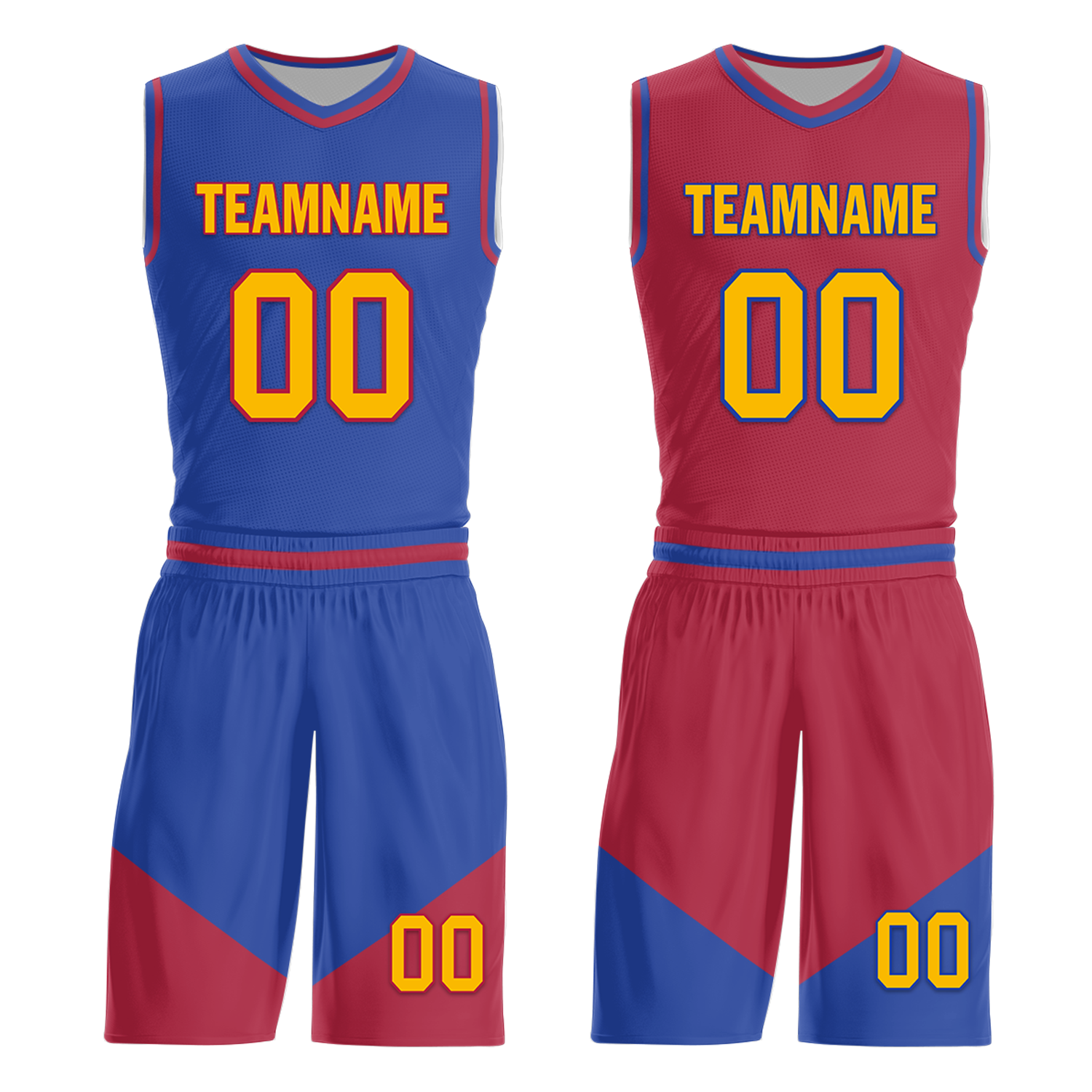 Custom Blue Red Classic Style Reversible Basketball Uniform Personalized Ordinary BBJR-D017029
