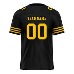 Custom Black Yellow Striped Sleeves Personalized Authentic Football Jersey FBJ02-D06040