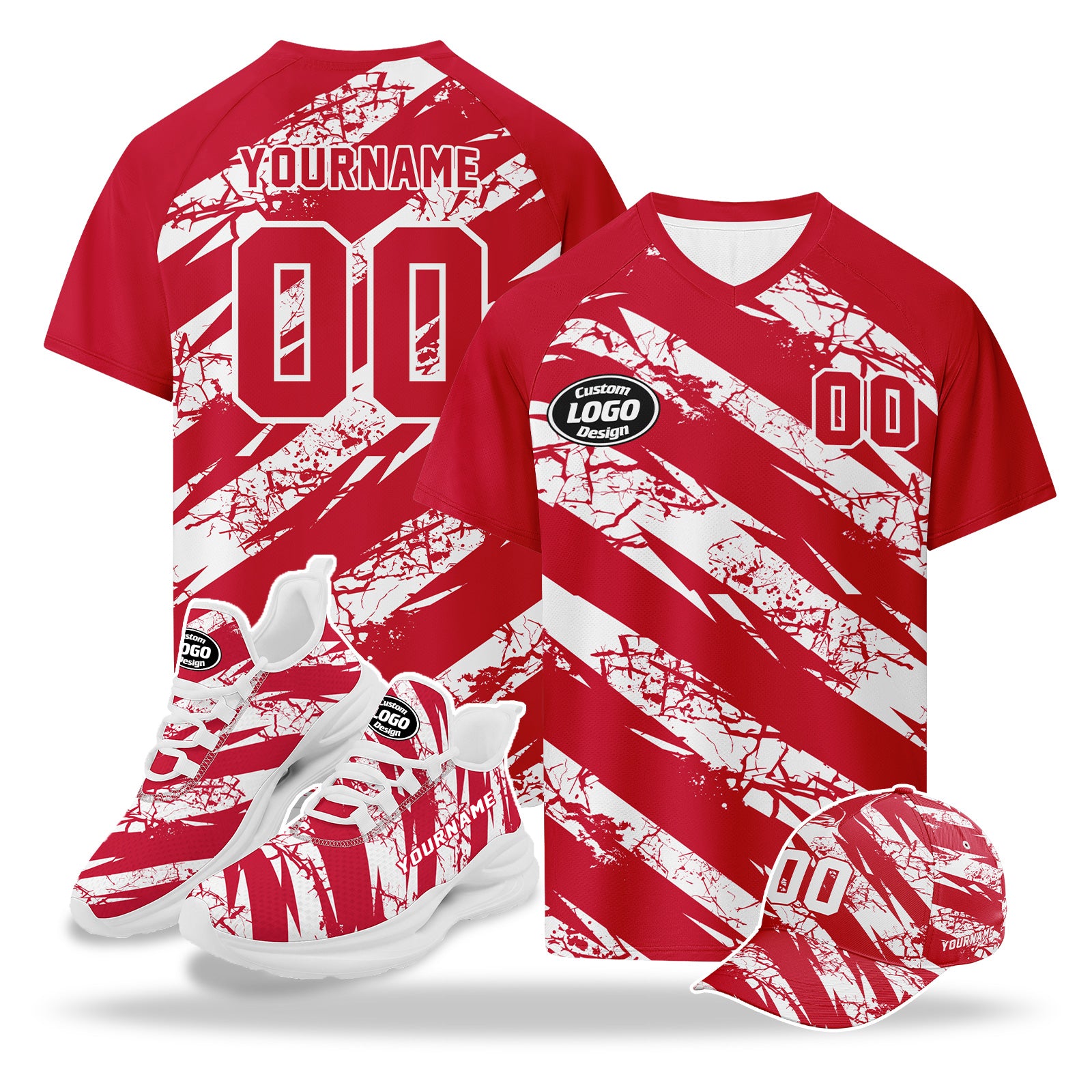 Custom 2026 World Cup Austria High Quality Soccer Stadium Version Jersey Sneakers Sports Shoes and Hat Combo Offer Personalized Team Name and Logo ZH-F027104-7
