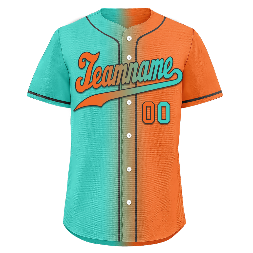 Custom Cyan Orange Gradient Fashion Personalized Authentic Baseball Jersey BSBJ01-D0a7087