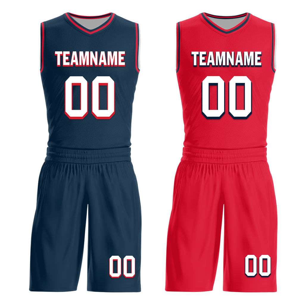 Custom Blue Red Classic Style Reversible Basketball Uniform Personalized Ordinary BBJR-D017021