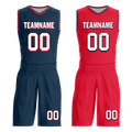 Custom Blue Red Classic Style Reversible Basketball Uniform Personalized Ordinary BBJR-D017021