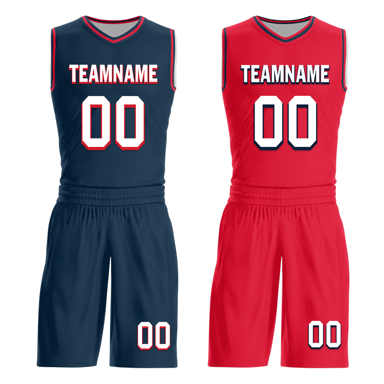Custom Blue Red Classic Style Reversible Basketball Uniform Personalized Ordinary BBJR-D017021