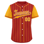 Custom Red Yellow Stripe Fashion Personalized Authentic Baseball Jersey BSBJ01-D017221