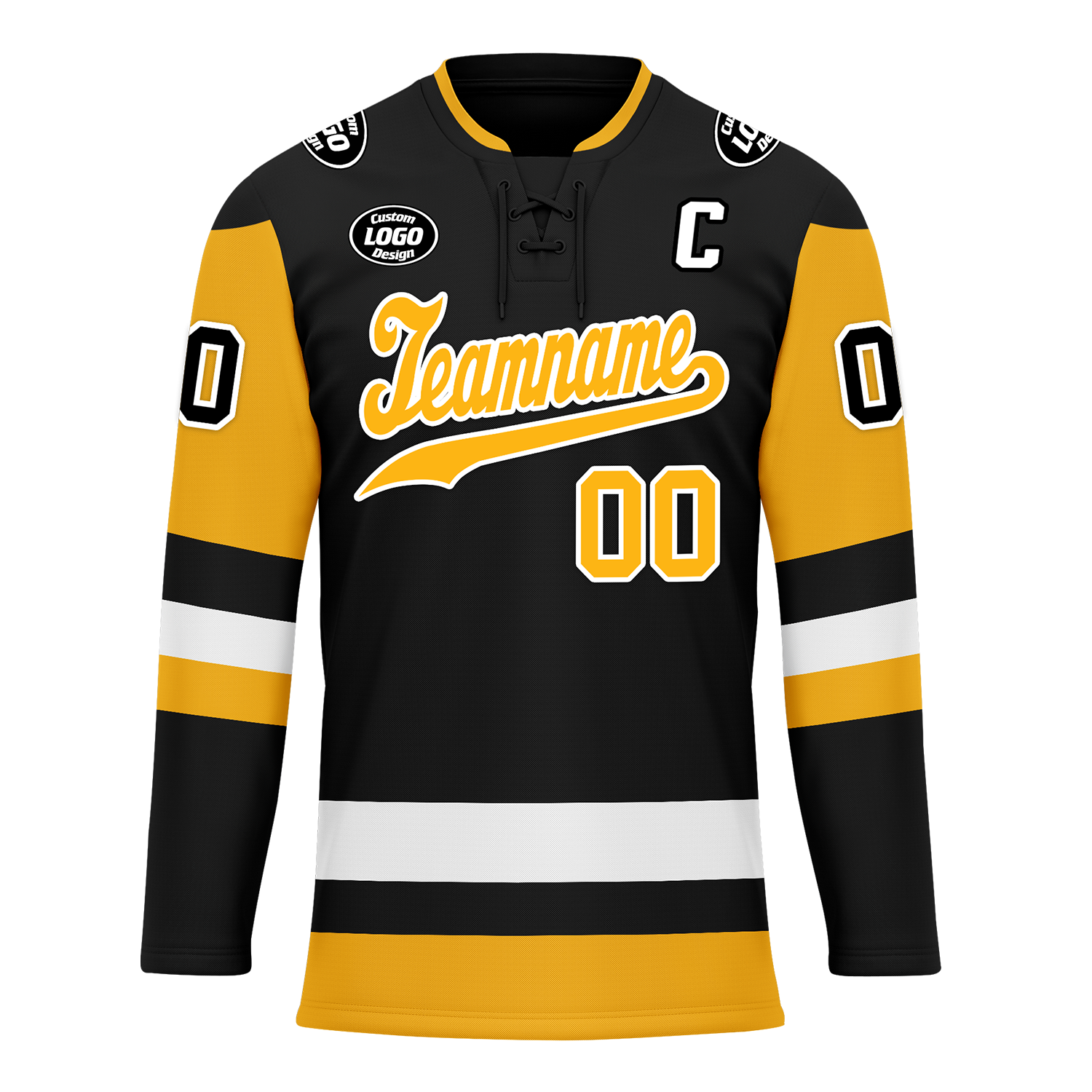 Custom Black Yellow Personalized Hockey Jersey HCKJ01-D0a7009