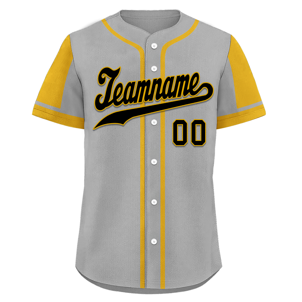 Custom Gray Yellow Raglan Sleeves Personalized Authentic Baseball Jersey BSBJ01-D017188