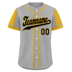 Custom Gray Yellow Raglan Sleeves Personalized Authentic Baseball Jersey BSBJ01-D017188