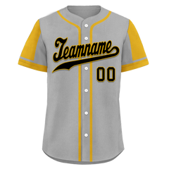 Custom Gray Yellow Raglan Sleeves Personalized Authentic Baseball Jersey BSBJ01-D017188