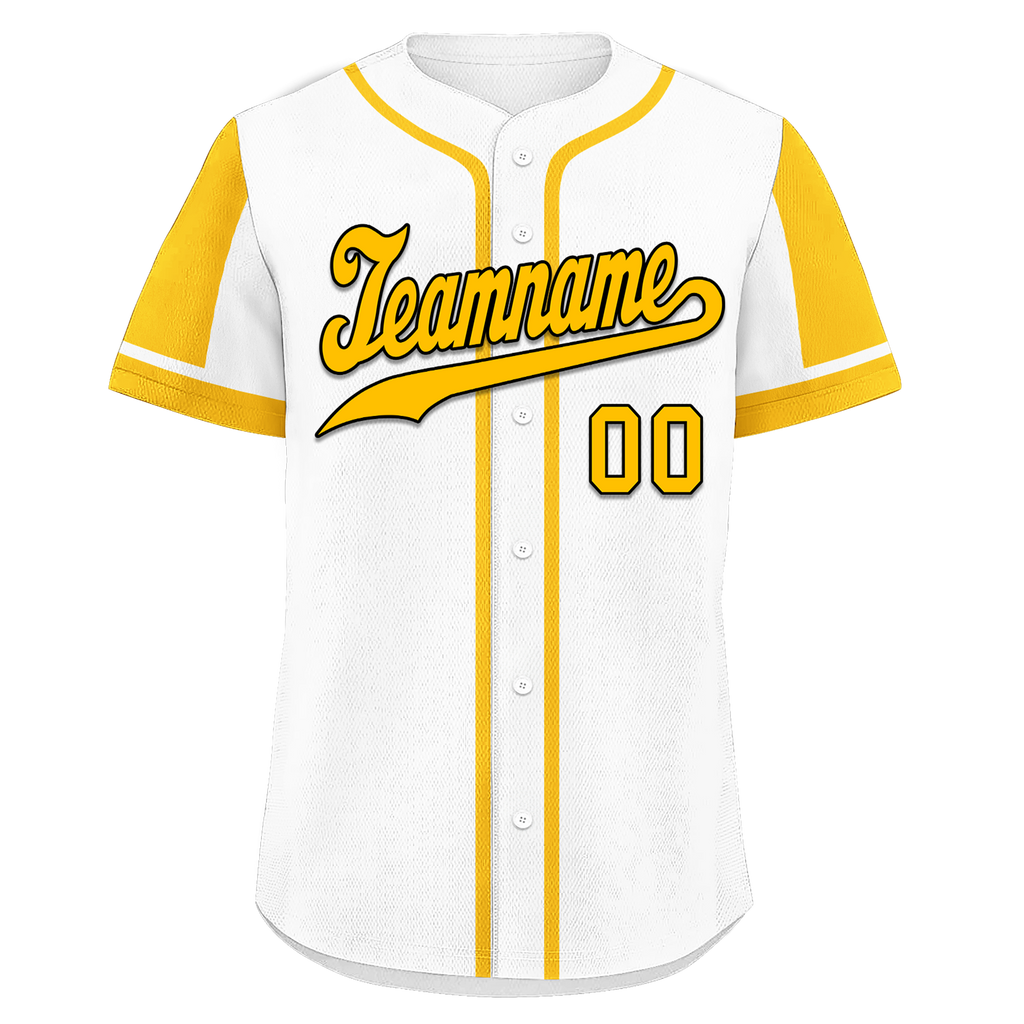 Custom White Gold Raglan Sleeves Personalized Authentic Baseball Jersey BSBJ01-D017165