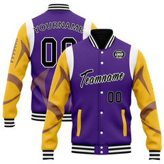 Custom Purple Minnesota Jacket Bomber Full-Snap Varsity Letterman Personalized Jacket FZ005-D025004-15