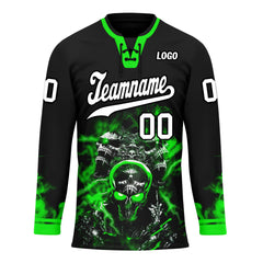 Custom Balck Green Gothic Personalized Hockey Jersey HCKJ01-E0601-01