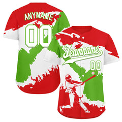 Custom Fire Red White Green Peruvian Flag Personalized Authentic Baseball Jersey BSBJ01-E06022-8