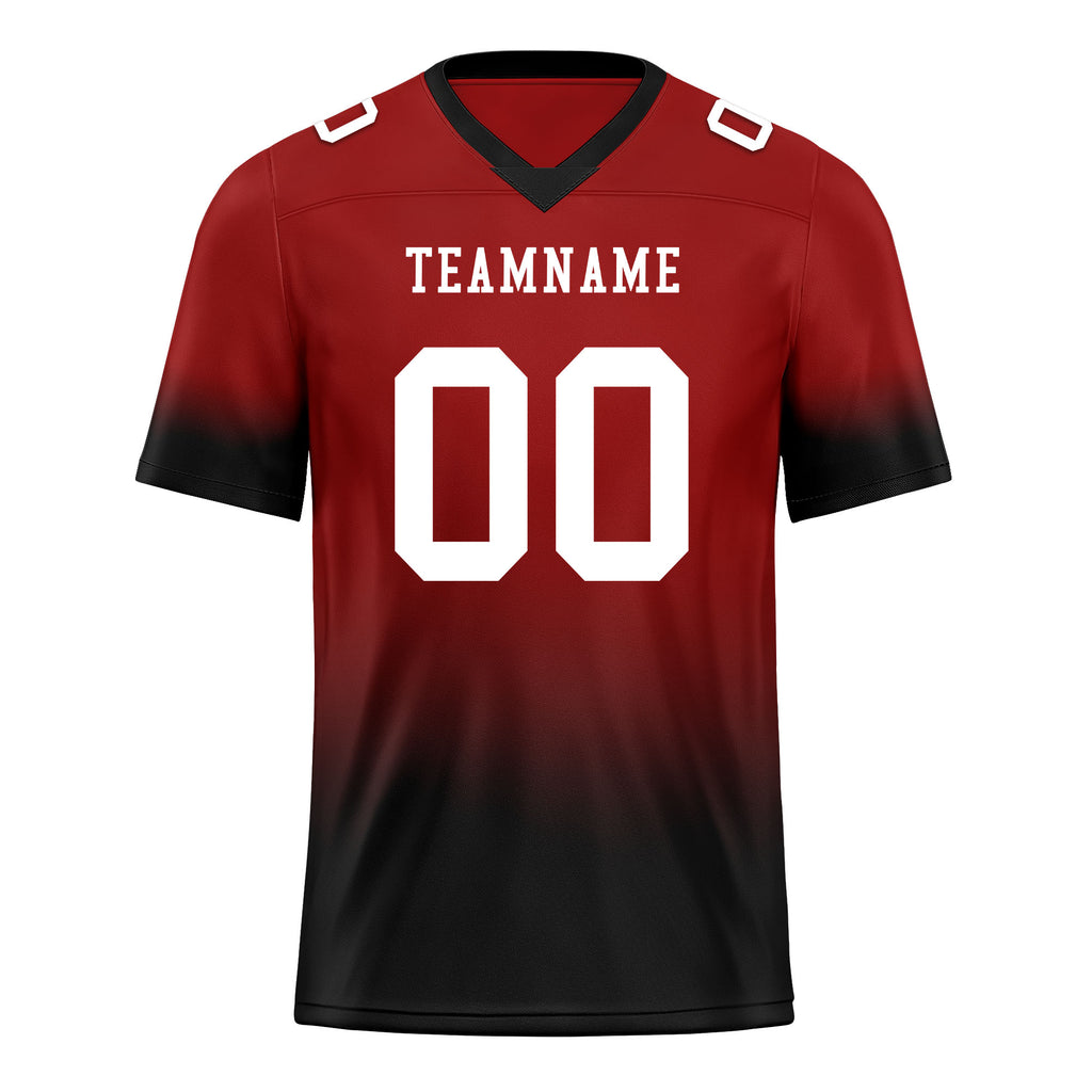 Custom Black Red Fade Fashion Personalized Authentic Football Jersey FBJ02-D06098