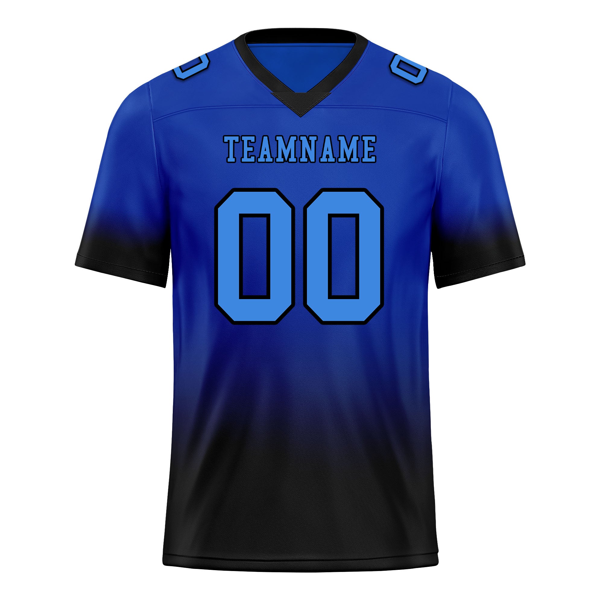 Custom Black Blue Fade Fashion Personalized Authentic Football Jersey FBJ02-D06102