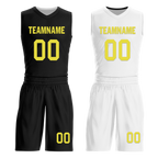 Custom Black White Classic Style Reversible Basketball Uniform Personalized COOLMAX BBJR-D017048
