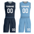 Custom Blue Classic Style Reversible Basketball Uniform Personalized COOLMAX BBJR-D017032