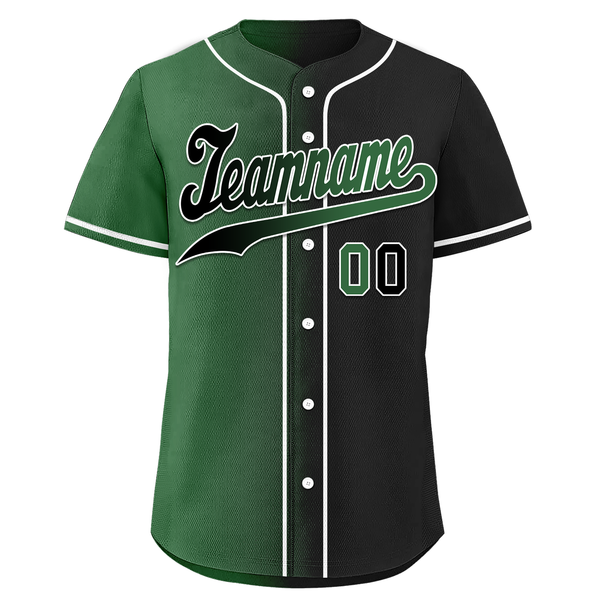 Custom Green Black Gradient Fashion Personalized Authentic Baseball Jersey BSBJ01-D0a707c