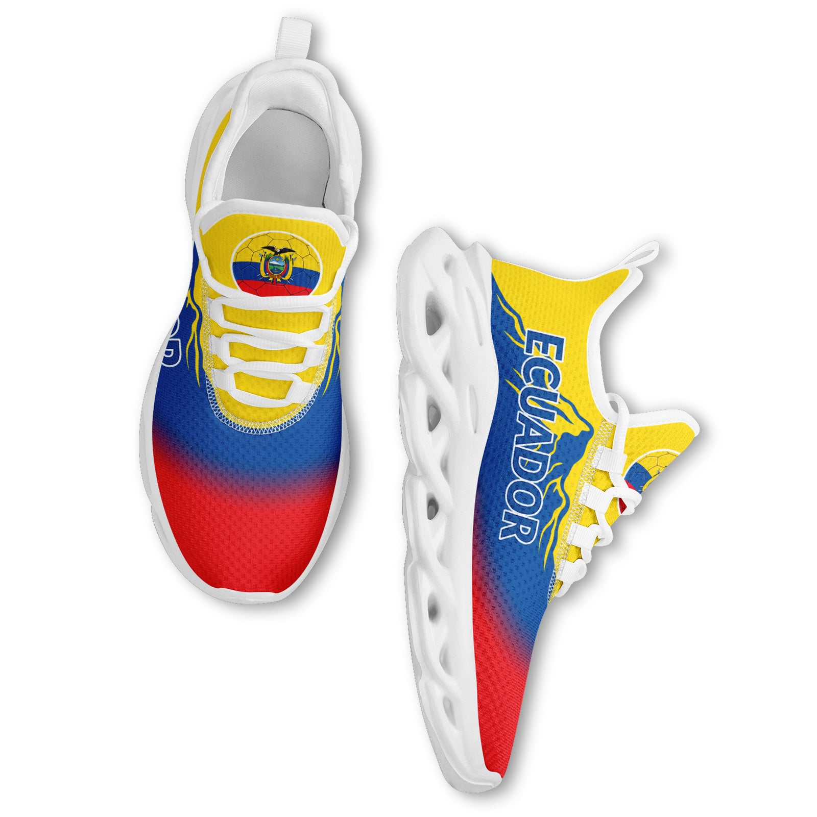 Custom Ecuador 2026 World Cup Sneakers DIY Country Flag Running Shoes Lightweight Sport Shoes Gift for Football Fans Personalized Team Name and Logo FN003-F009077-5