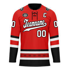 Custom Red Black Personalized Hockey Jersey HCKJ01-D0a700a