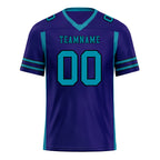 Custom Purple Turquoise Striped Sleeves Personalized Authentic Football Jersey FBJ02-D06064