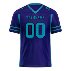 Custom Purple Turquoise Striped Sleeves Personalized Authentic Football Jersey FBJ02-D06064