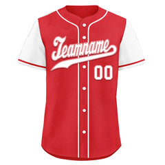 Custom Red White Raglan Sleeves Personalized Authentic Baseball Jersey BSBJ01-D020200-8