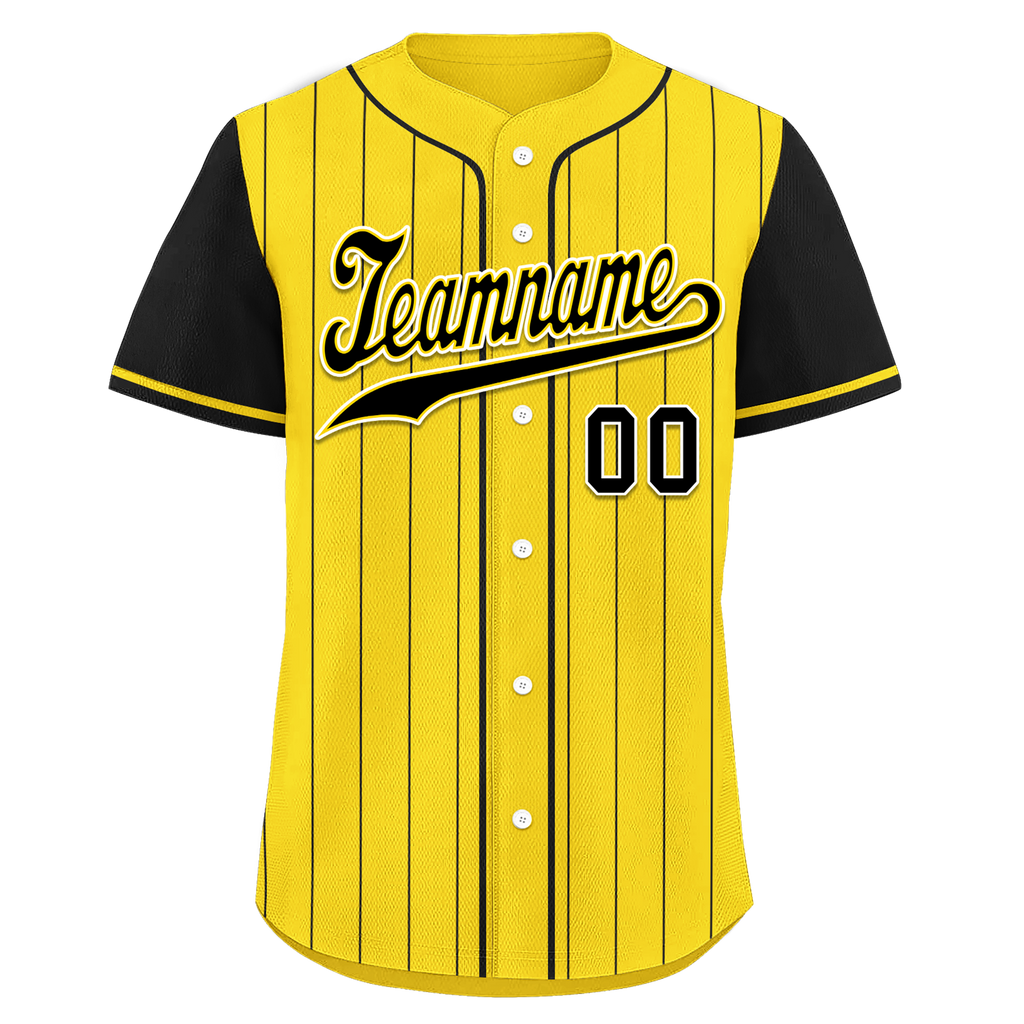 Custom Gold Black Stripe Fashion Personalized Authentic Baseball Jersey BSBJ01-D017218