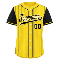 Custom Gold Black Stripe Fashion Personalized Authentic Baseball Jersey BSBJ01-D017218