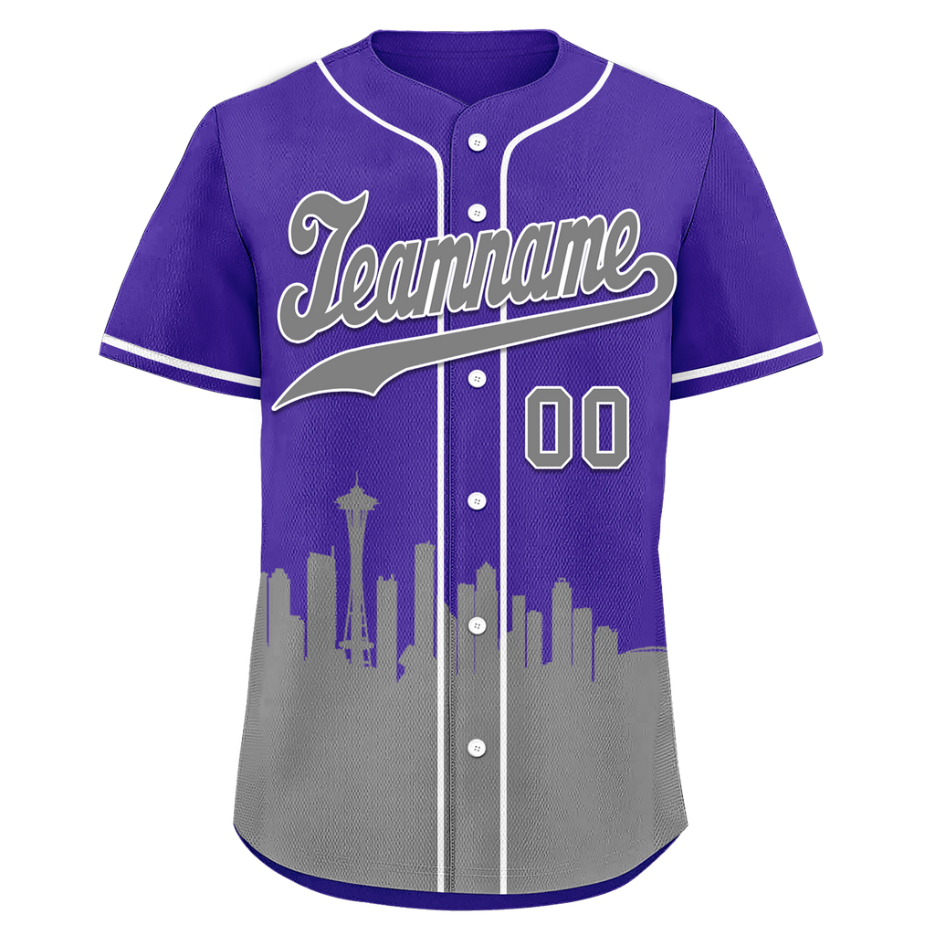 Custom Purple Gray City Edition Personalized Authentic Baseball Jersey BSBJ01-D017130