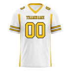 Custom White Yellow Striped Sleeves Personalized Authentic Football Jersey FBJ02-D06052