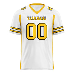 Custom White Yellow Striped Sleeves Personalized Authentic Football Jersey FBJ02-D06052