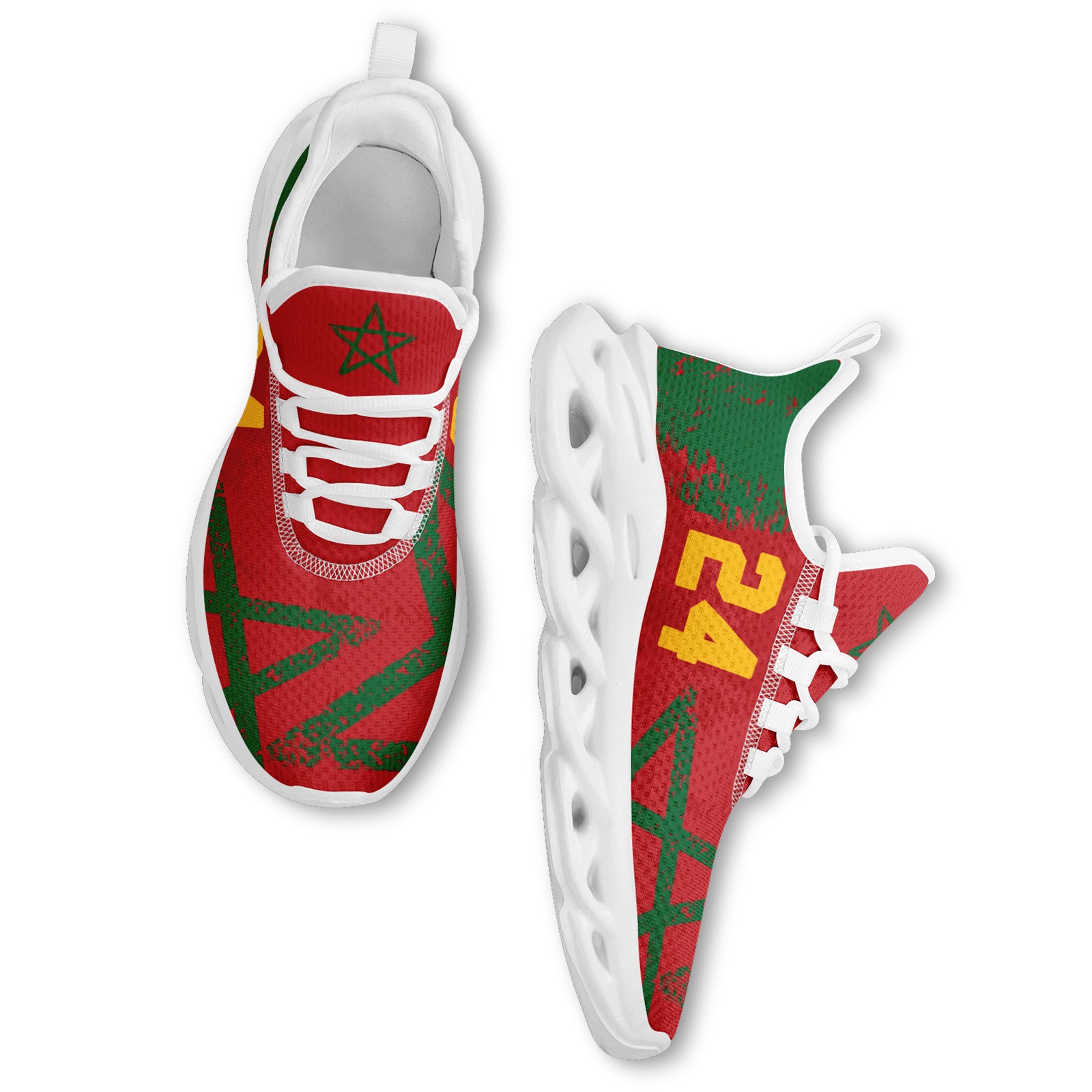 Custom Morocco 2026 World Cup Sneakers DIY Country Flag Running Shoes Lightweight Sport Shoes Gift for Football Fans Personalized Team Name and Logo FN003-F009115-7