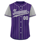 Custom Gray Purple Stripe Fashion Personalized Authentic Baseball Jersey BSBJ01-D017252
