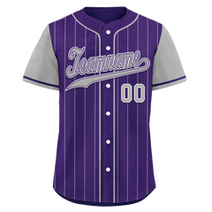 Custom Gray Purple Stripe Fashion Personalized Authentic Baseball Jersey BSBJ01-D017252