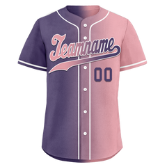 Custom Purple Pink Gradient Fashion Personalized Authentic Baseball Jersey BSBJ01-D0a7a0e