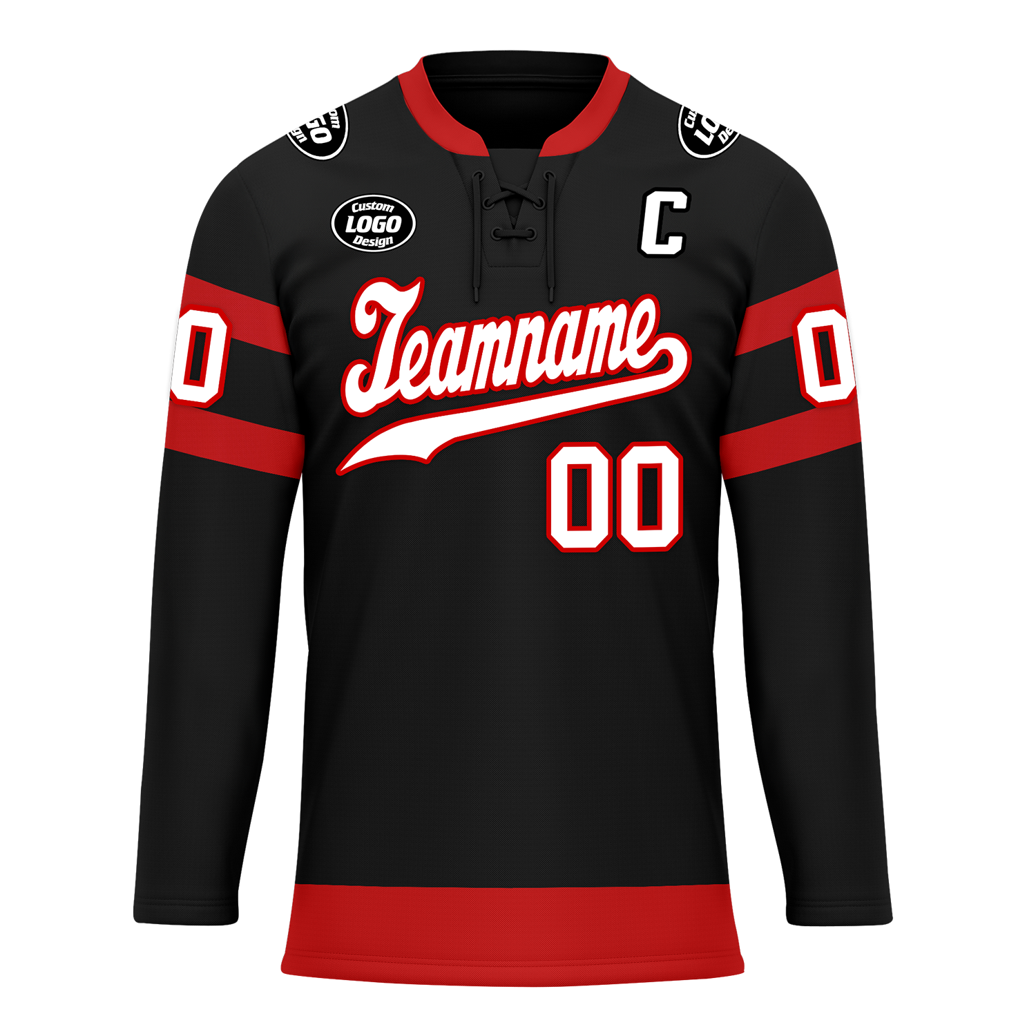 Custom Black Red Personalized Hockey Jersey HCKJ01-D0a70b0