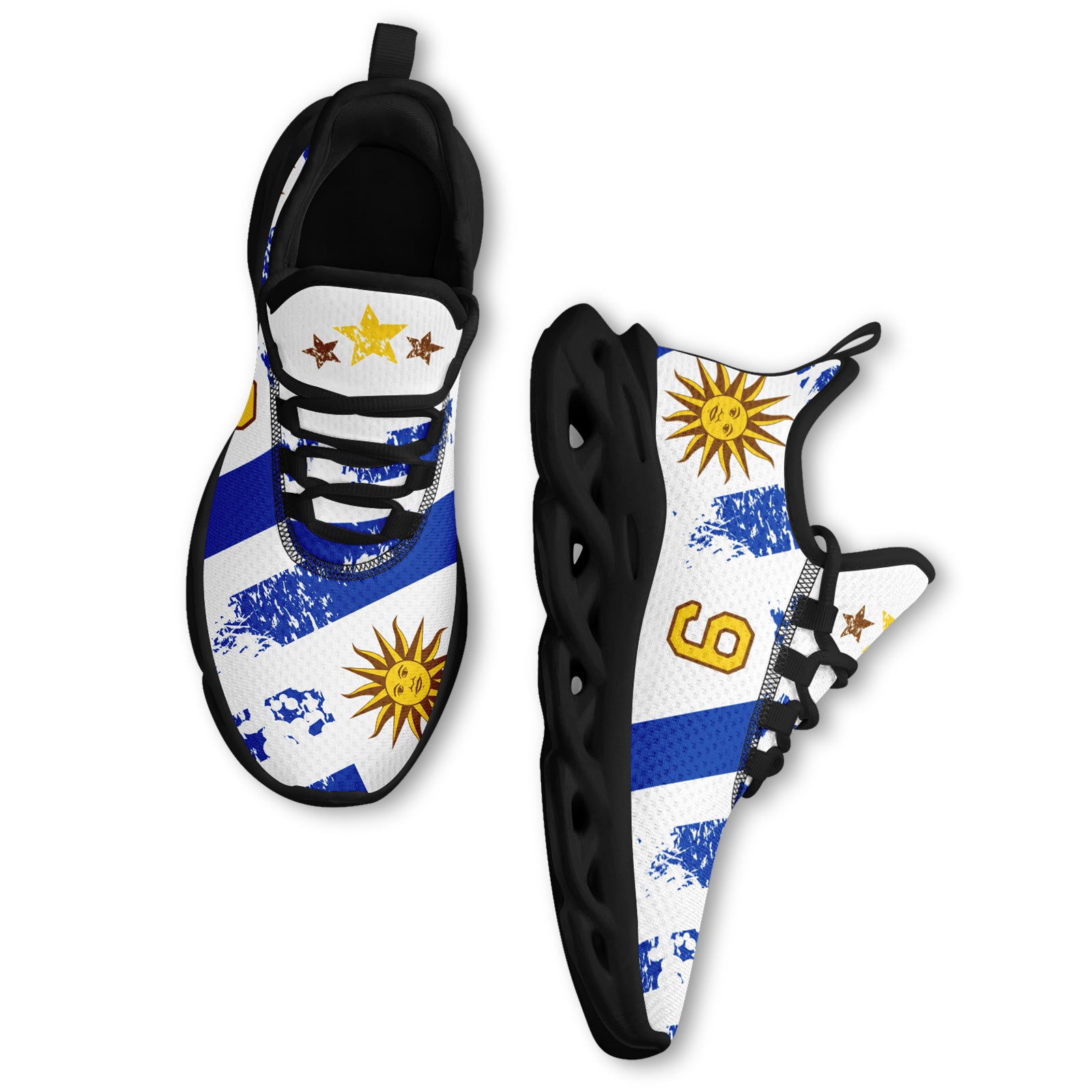 Custom Uruguay 2026 World Cup Sneakers DIY Country Flag Running Shoes Lightweight Sport Shoes Gift for Football Fans Personalized Team Name and Logo FN003-F009122-2