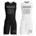 Custom Black White Classic Style Reversible Basketball Uniform Personalized COOLMAX BBJR-D017007