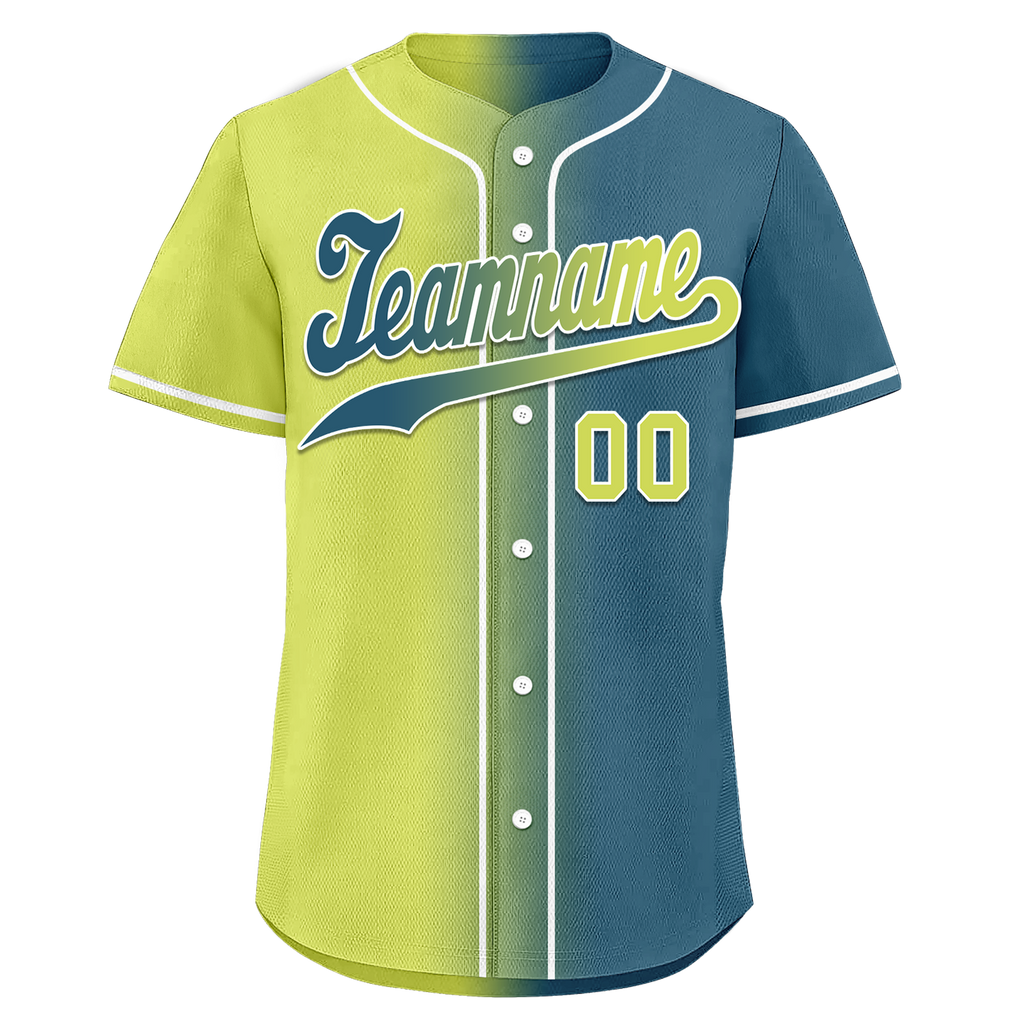 Custom Yellow Green Gradient Fashion Personalized Authentic Baseball Jersey BSBJ01-D0a709d